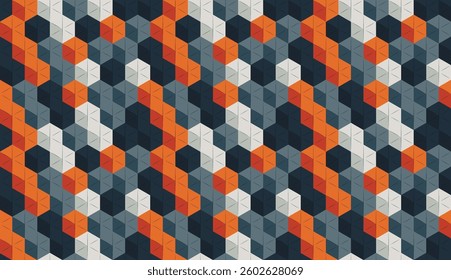 Seamless Abstract Pattern with Hexagonal Maze Theme, Vector Illustration
