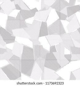 Seamless abstract pattern. Ice fragments. White striped squares are superimposed.