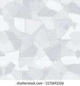 Seamless abstract pattern. Ice fragments. White striped squares are superimposed.