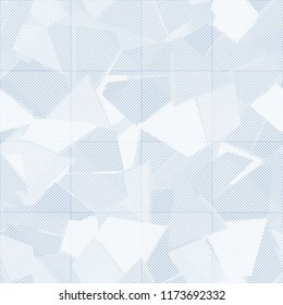 Seamless abstract pattern. Ice fragments. White striped squares are superimposed.