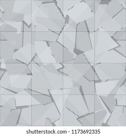 Seamless abstract pattern. Ice fragments. White striped squares are superimposed.