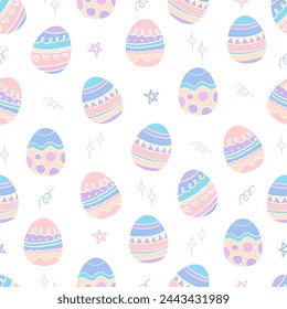 seamless abstract pattern. Idea for fabric, tablecloth pattern, wrapping paper, gift paper. Print Ditsy. Motives are scattered randomly. easter egg pattern background. cute colorful pattern