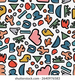 Seamless Abstract pattern. Idea for fabric, tablecloth pattern, wrapping paper, gift paper. Print ditsy. Motives are scattered randomly. Abstract pattern background. cute pattern.