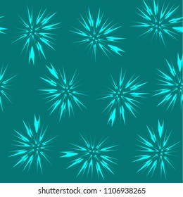 seamless abstract pattern. illustration for application on clothing. green background with white flowers snowflakes