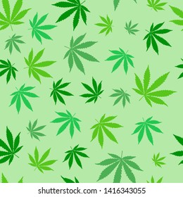 Patrón abstracto sin inconvenientes con la imagen de un adorno de cannabis