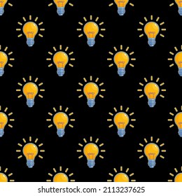 seamless abstract pattern with the image of electric bulbs for prints on fabrics, clothing, packaging, banners and for interior design