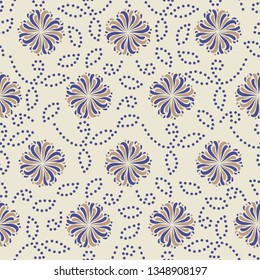 Seamless abstract pattern with the image of a flower ornament.
