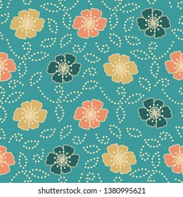 Seamless abstract pattern with the image of a flower ornament.
