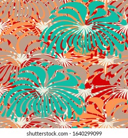 Seamless abstract pattern with the image of a flower ornament.
