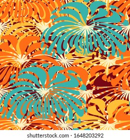 Seamless abstract pattern with the image of a flower ornament.
