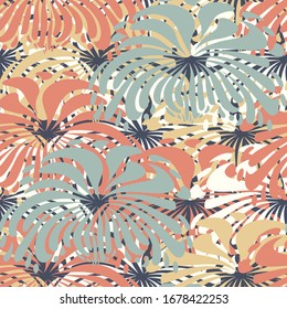 Seamless abstract pattern with the image of a flower ornament.

