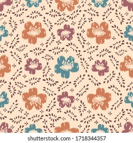 Seamless abstract pattern with the image of a flower ornament.
