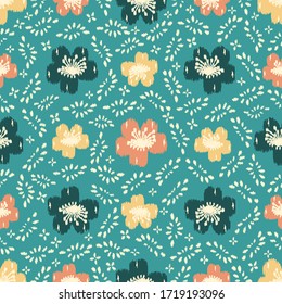 Seamless abstract pattern with the image of a flower ornament.
