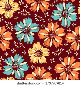 Seamless abstract pattern with the image of a flower ornament.
