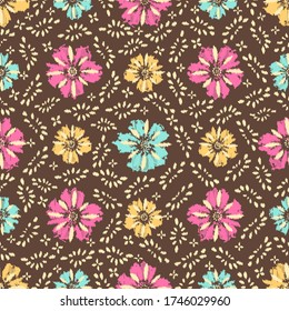 Seamless abstract pattern with the image of a flower ornament.
