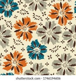 Seamless abstract pattern with the image of a flower ornament.
