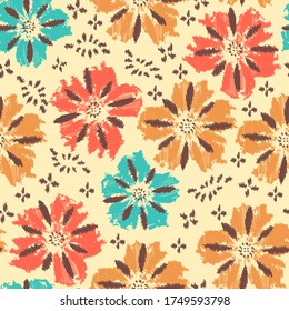 Seamless abstract pattern with the image of a flower ornament.
