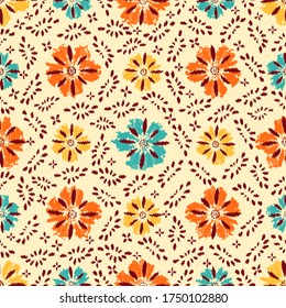 Seamless abstract pattern with the image of a flower ornament.
