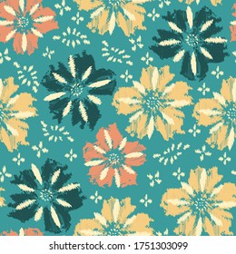 Seamless abstract pattern with the image of a flower ornament.
