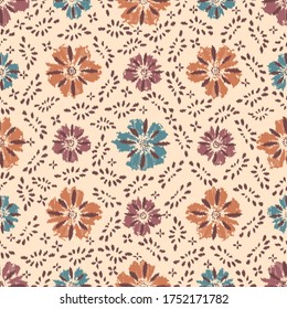 Seamless abstract pattern with the image of a flower ornament.
