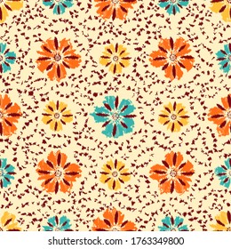 Seamless abstract pattern with the image of a flower ornament.
