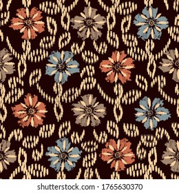 Seamless abstract pattern with the image of a flower ornament.
