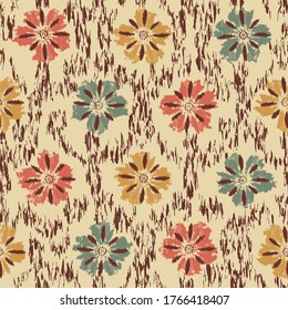 Seamless abstract pattern with the image of a flower ornament.
