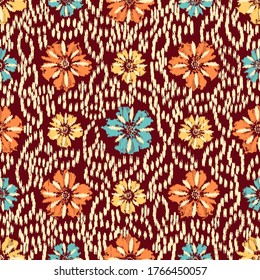 Seamless abstract pattern with the image of a flower ornament.
