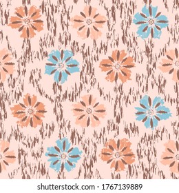 Seamless abstract pattern with the image of a flower ornament.
