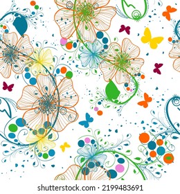 Seamless abstract pattern with the image of a flower ornament. Vector illustration