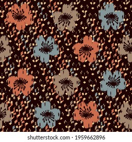 Seamless abstract pattern with the image of flowers
