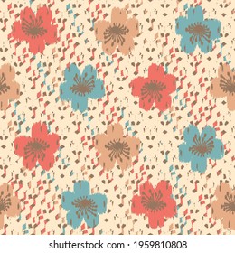 Seamless abstract pattern with the image of flowers
