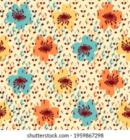 Seamless abstract pattern with the image of flowers
