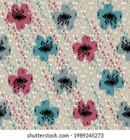 Seamless abstract pattern with the image of flowers
