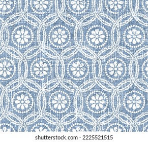 Seamless abstract pattern with the image of flowers,Vector seamless pattern with slub textured flowers and leaves. Cute doodle floral on blue background.