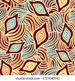 Seamless abstract pattern with the image of geometric shapes and lines. 
