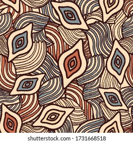 Seamless abstract pattern with the image of geometric shapes and lines. 
