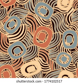 Seamless abstract pattern with the image of geometric shapes and lines. 
