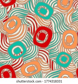 Seamless abstract pattern with the image of geometric shapes and lines. 