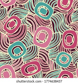 Seamless abstract pattern with the image of geometric shapes and lines. 
