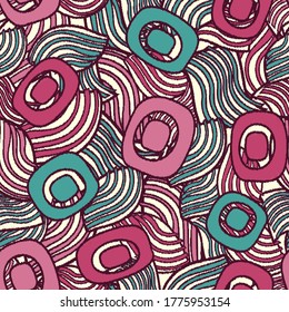 Seamless abstract pattern with the image of geometric shapes and lines. 
