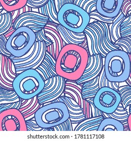Seamless abstract pattern with the image of geometric shapes and lines. 