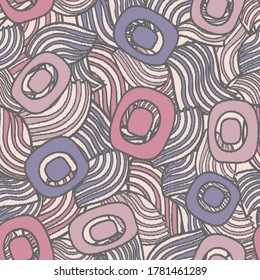 Seamless abstract pattern with the image of geometric shapes and lines. 