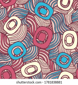 Seamless abstract pattern with the image of geometric shapes and lines. 
