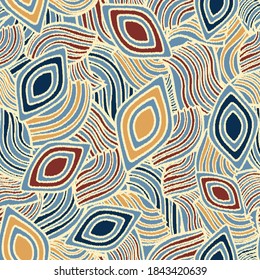 Seamless abstract pattern with the image of geometric shapes and lines. 