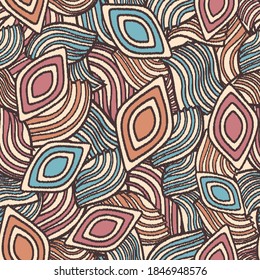 Seamless abstract pattern with the image of geometric shapes and lines. 
