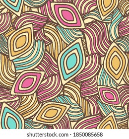 Seamless abstract pattern with the image of geometric shapes and lines. 
