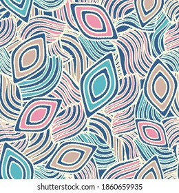 Seamless abstract pattern with the image of geometric shapes and lines. 
