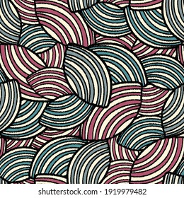 Seamless abstract pattern with the image of geometric shapes and lines. 
