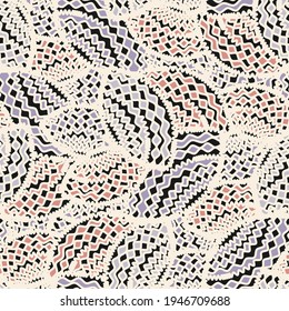Seamless abstract pattern with the image of geometric shapes and wavy lines